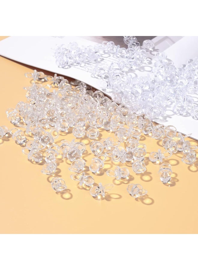 XINHUIDALSQ 150 Mini Acrylic Pacifiers for Baby Shower Girl Game, 0.86 Inch Bulk Chupones para Gender Reveal Party Favors Table Decoration (Clear) - Image 5