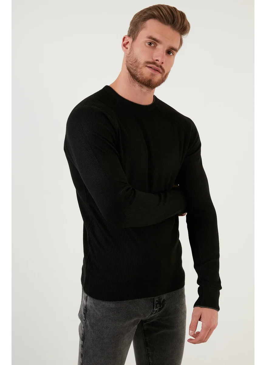 Buratti Buratti Regular Fit Crew Neck Wool Blend Winter Sweater Men's Sweater 6341006
