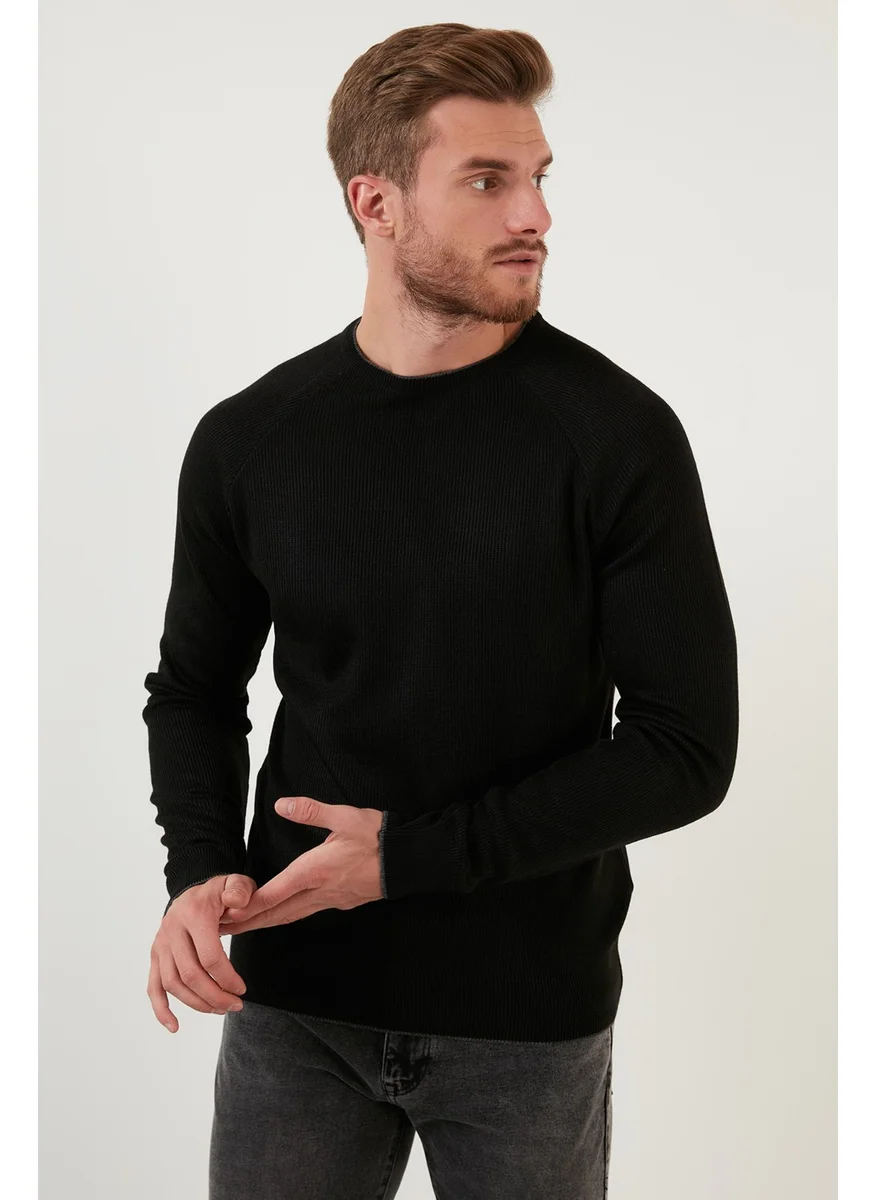 Buratti Buratti Regular Fit Crew Neck Wool Blend Winter Sweater Men's Sweater 6341006