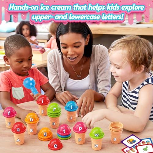Aizweb Ice Cream Alphabet Learning ToysColor Sorting Matching Letter Game for ToddlersStacking Montessori Preschool Kindergarten Learning ActivitiesEducational ABC Fine Motor Skills Toys - Image 5