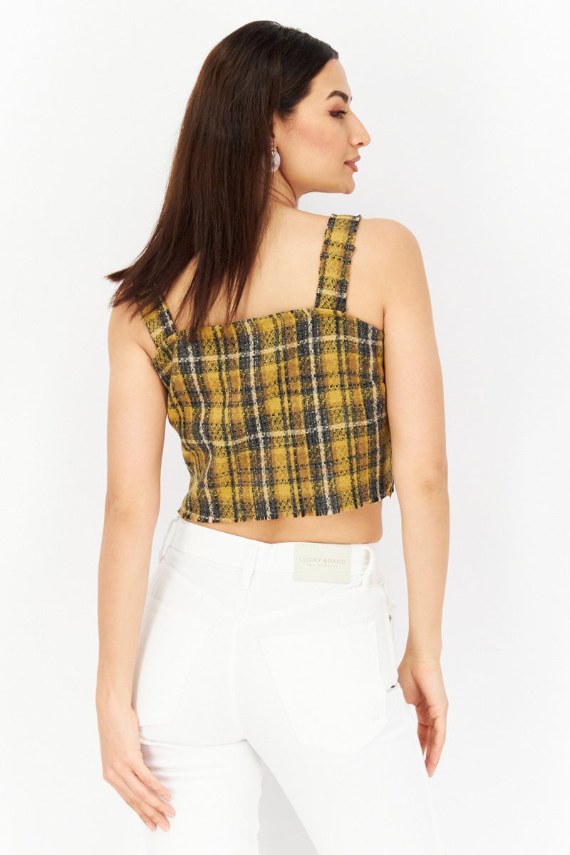 Sage The Label Women Square Neck Sleeveless Textured Top, Gold Combo - Image 4