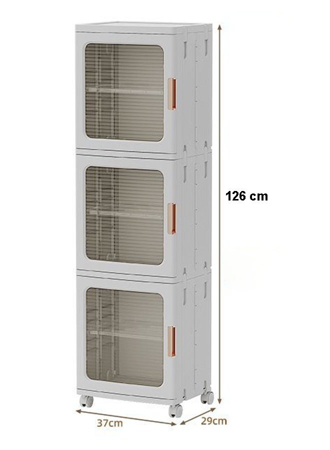 keke 3 Layers Clear Folding Storage Boxes with Wheels - Image 1