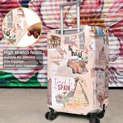 PtRug Travel Luggage Cover Suitcase Protector Fits 18-32 Inch Wheel Covers PatternedTravel Related Items Flower Luggage Protector Elastic M - Image 4