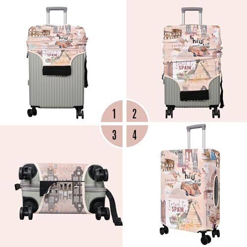PtRug Travel Luggage Cover Suitcase Protector Fits 18-32 Inch Wheel Covers PatternedTravel Related Items Flower Luggage Protector Elastic M - Image 3
