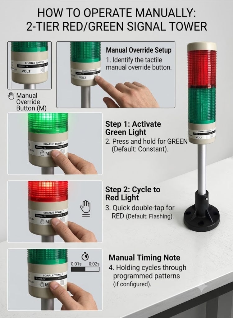 Auspicious Stack Light Red & Green Color Steady Light ARPS5RG 24VAC/DC - Image 3