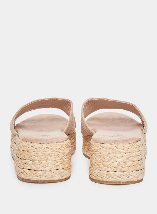 Styli Double Strap Espradille Wedge Flatform Heeled Sandals