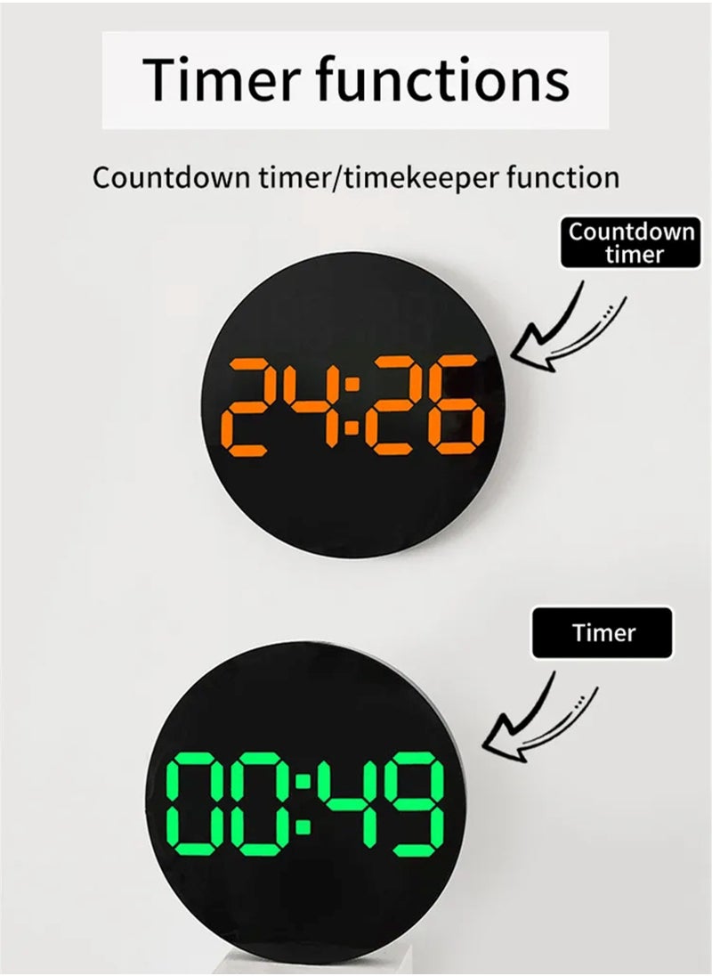 Toshionics - Digital Round Wall Clock Large Display 10Inch Large Clocks LED Digital Clock with Remote Control for Living Room Decor Automatic Brightness Dimmer Big with Date Week Temperature - Image 1