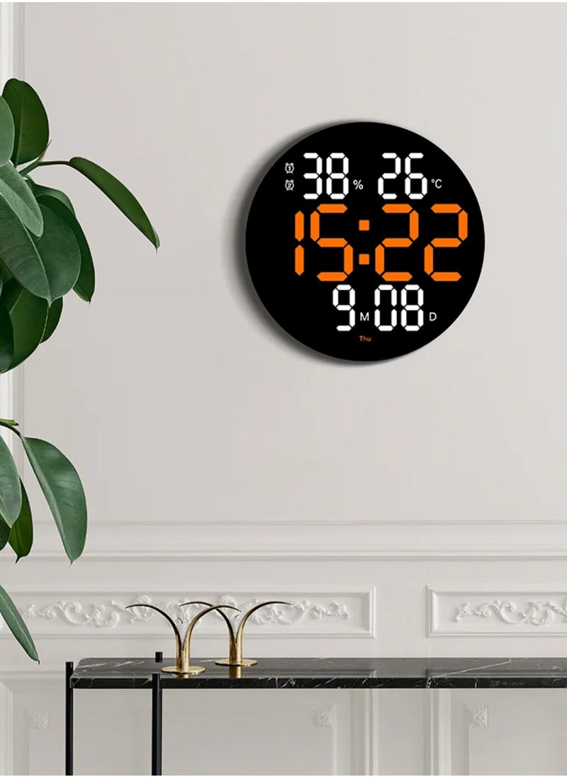 Toshionics - Digital Round Wall Clock Large Display 10Inch Large Clocks LED Digital Clock with Remote Control for Living Room Decor Automatic Brightness Dimmer Big with Date Week Temperature - Image 1