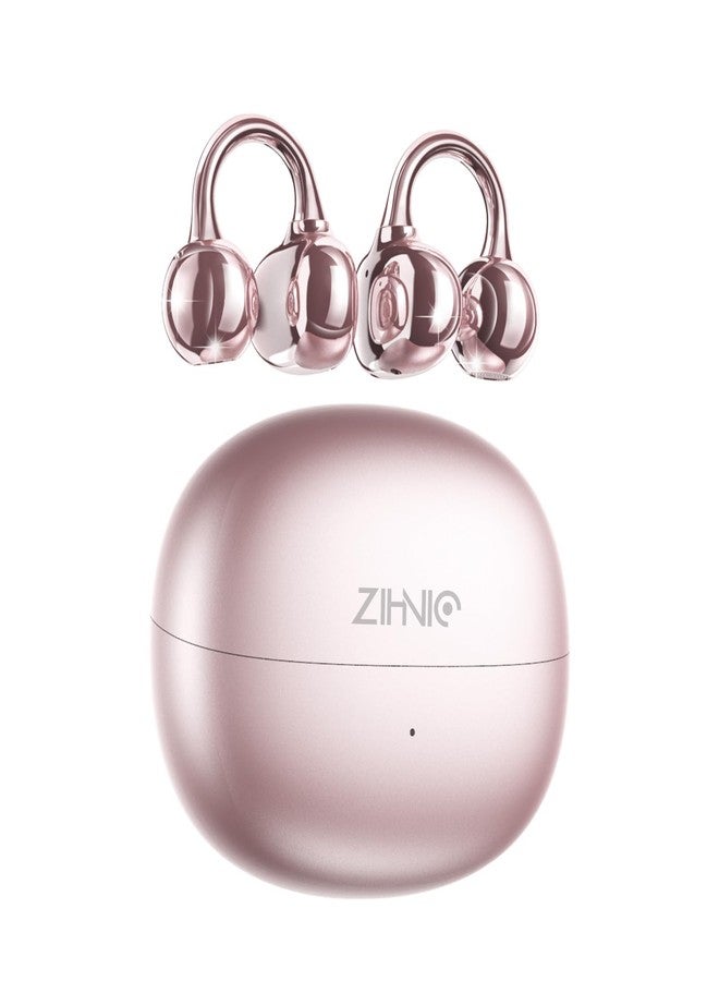 ZIHNIC سماعات أذن لاسلكية ZIHNIC S26، سماعات بلوتوث 5.4 مفتوحة الأذن مع ميكروفون، مقاومة للماء IPX5، وقت تشغيل 35 ساعة، خفيفة الوزن - وردي ذهبي - Image 1