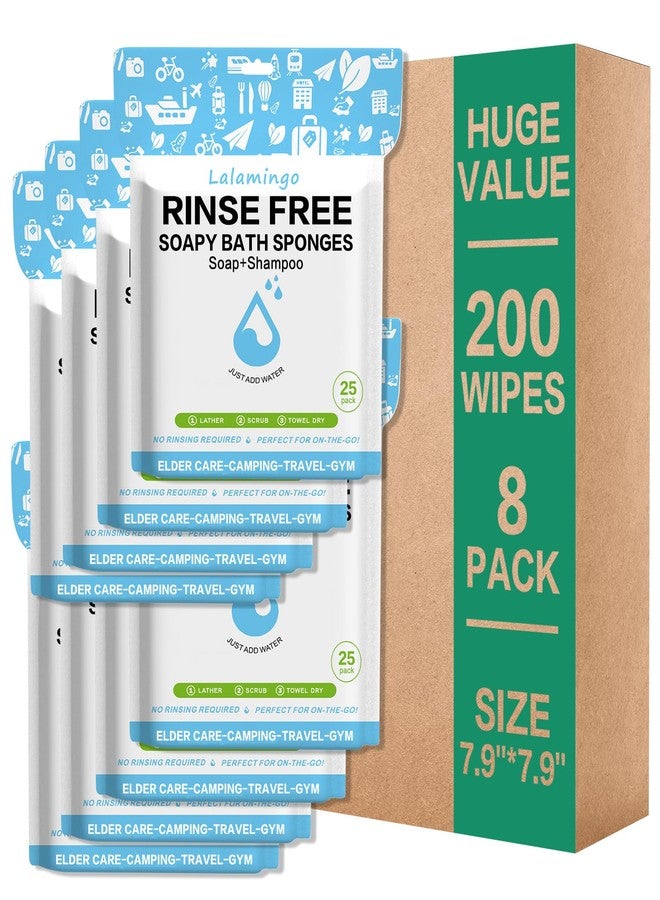 Lalamingo 100 Pcs Body Wipes for Adults Bathing No Rinse, Bath Wipes Rinse Free Dry Shower Wipe for Adults. Soap Infused, Disposable Body Cloth for Elderly, Camping, Hiking, GYM & Travel (4 Pack) (8 PACK) - Image 1