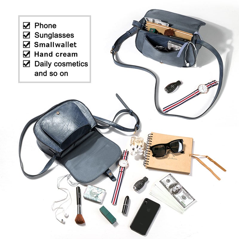 AFKOMST Crossbody Bags for Women,Small Saddle Purse and Boho Cross Body Handbags,Vegan Leather, Blue - Image 5