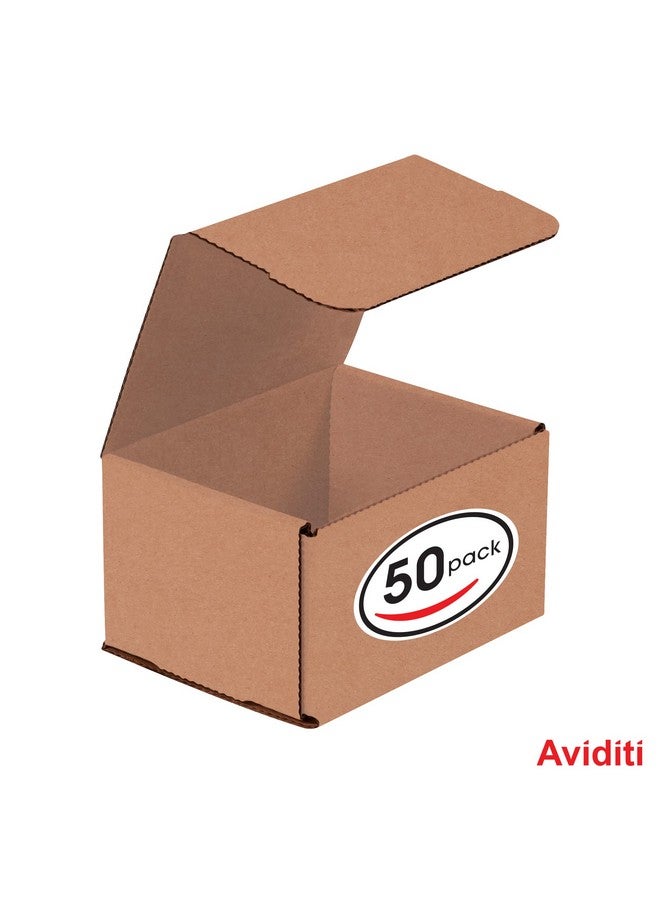 أفيديتي صناديق بريد من الورق المقوى المموج البني كرافت 5 × 4 × 3 عبوات مكونة من 50 قطعة مقاومة للسحق للشحن والبريد والتخزين - Image 3