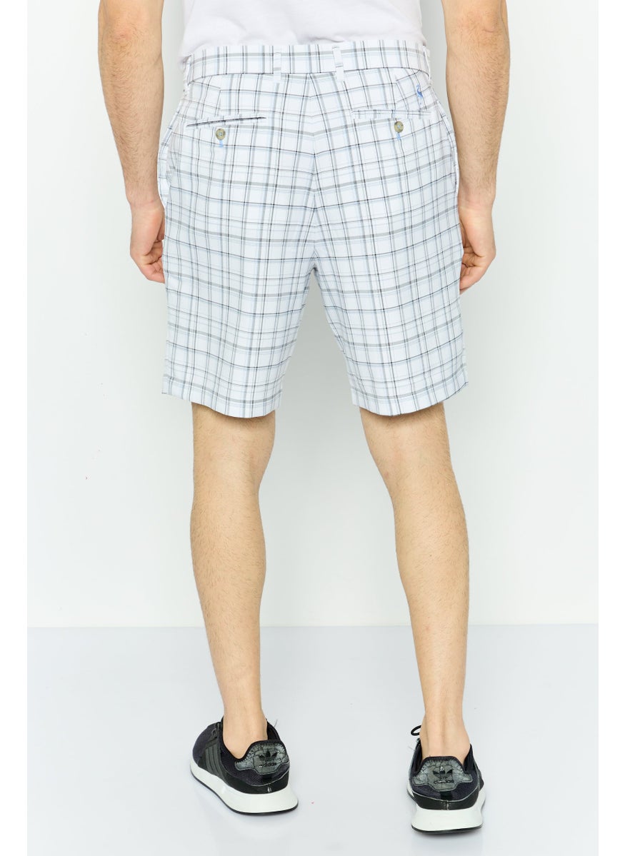 Tailorbyrd Men Embroidered Logo Chino Shorts, Off White  - Image 3
