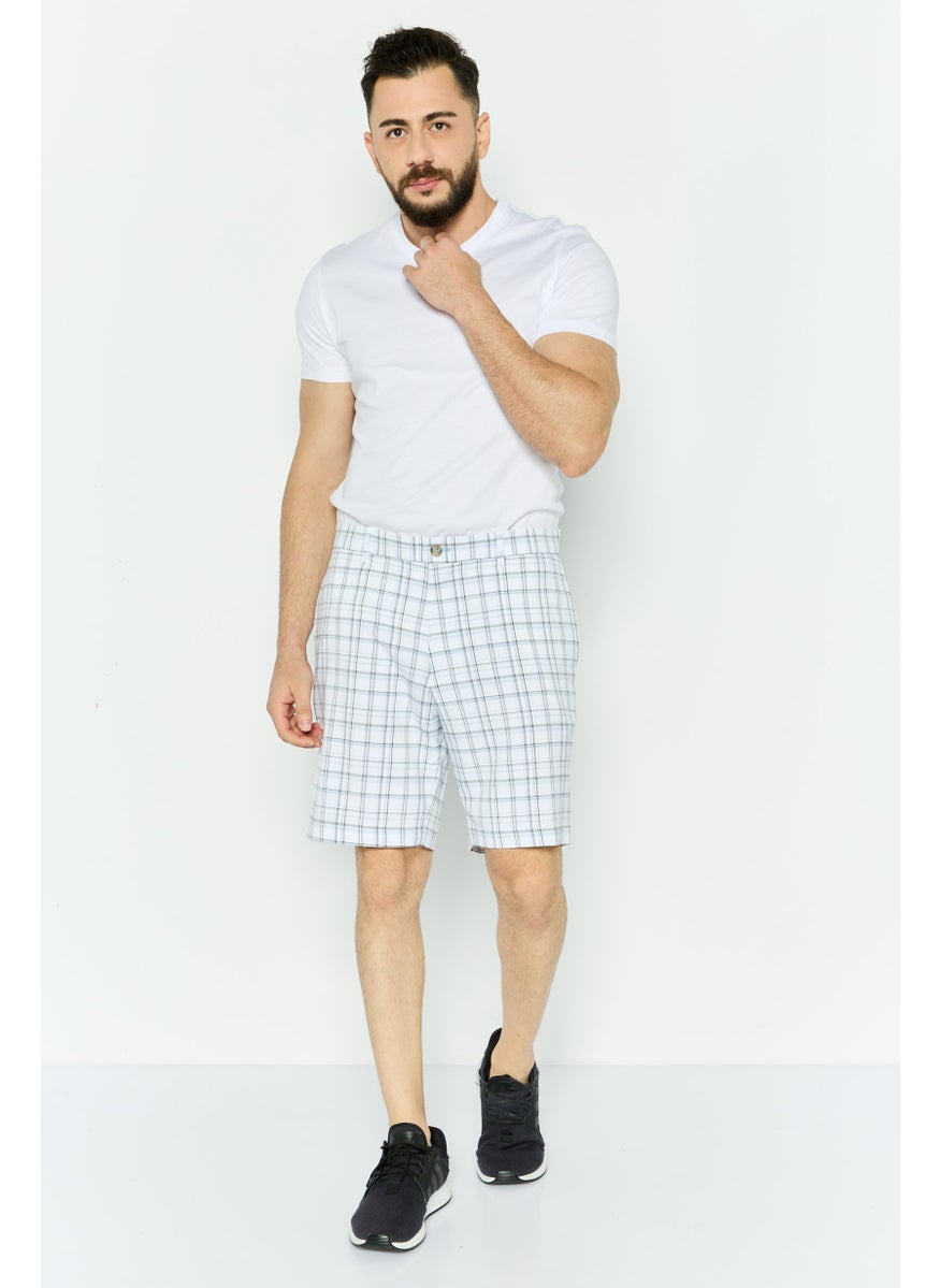 Tailorbyrd Men Embroidered Logo Chino Shorts, Off White  - Image 4