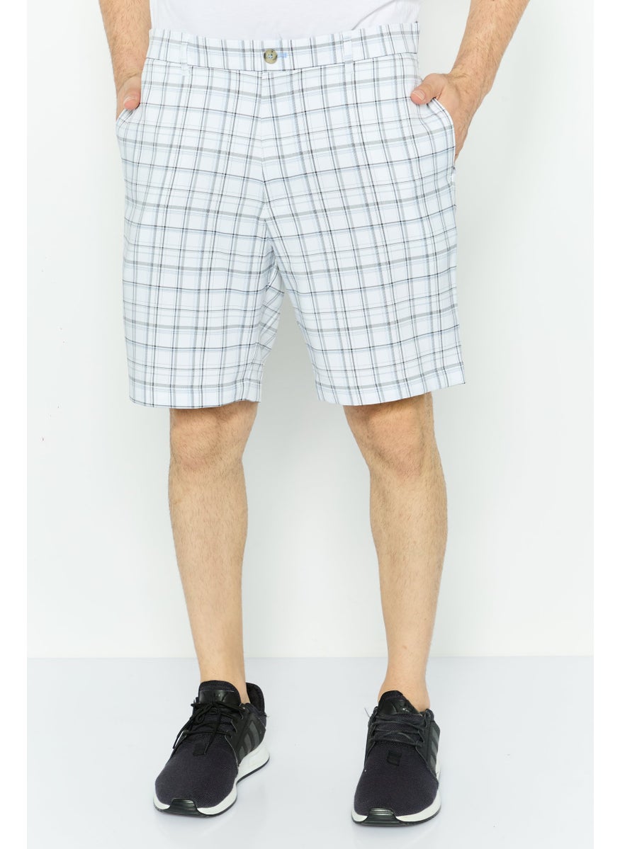 Tailorbyrd Men Embroidered Logo Chino Shorts, Off White  - Image 1