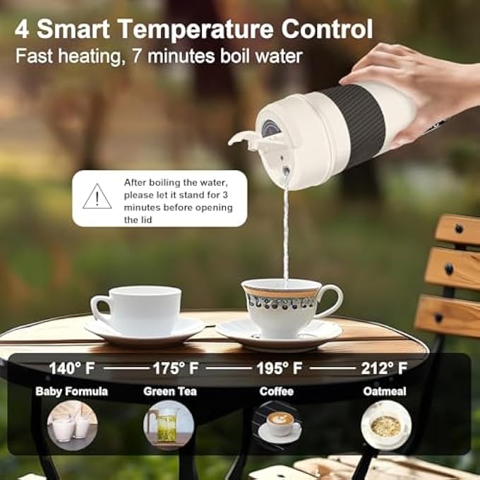 TERRIFI Portable Electric Travel Kettle With 4 Temperature Settings For Tea And Coffee Stainless Steel Mini Canteen With Auto ShutOff Boil Dry Protection For Office And Travel Use 350MlSilver - Image 3