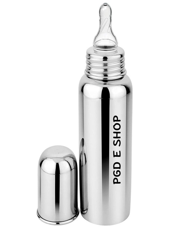 PGD Baby Feeding Combo Set Premium Steel Feeding Bottle, Silicone Baby Food Fruit Feeder Nibbler 10ml & Food Feeder Spoon 90ml with Long Handle Cleaning Brush (300ml Comprehensive Feeding Bottle Combo Set) - Image 2