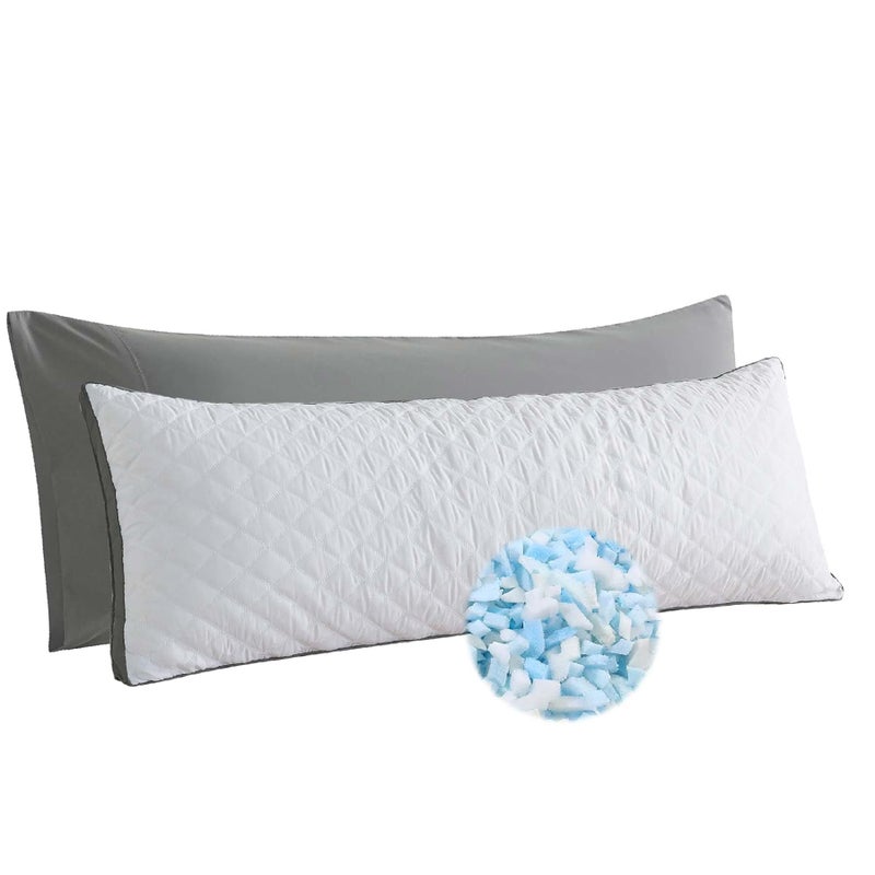 WhatsBedding Memory Foam Body Pillow Fluffy Body Pillows for Adults Large Long Bed Pillows for Sleeping  20x54 inch White