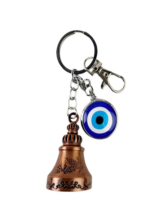 Techpro Guardian Belll KeyChain Tibetan Belll Key Chain Temple Belll with Evil Eye & Black Hook Metal Keyring Good Luck Negative Energy Protection (Bronze) - Image 3