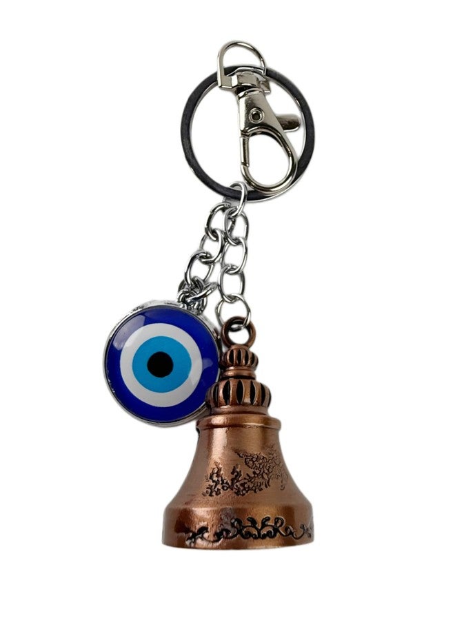 Techpro Guardian Belll KeyChain Tibetan Belll Key Chain Temple Belll with Evil Eye & Black Hook Metal Keyring Good Luck Negative Energy Protection (Bronze) - Image 2