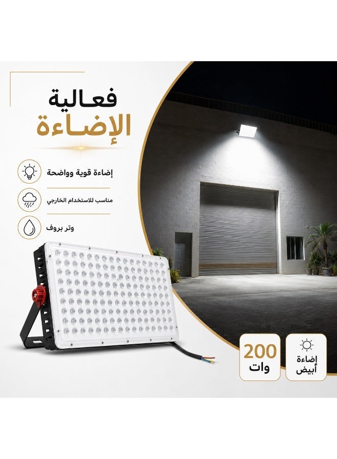 200W LED floodlight, waterproof, 3000K color temperature, for outdoor use - Image 2