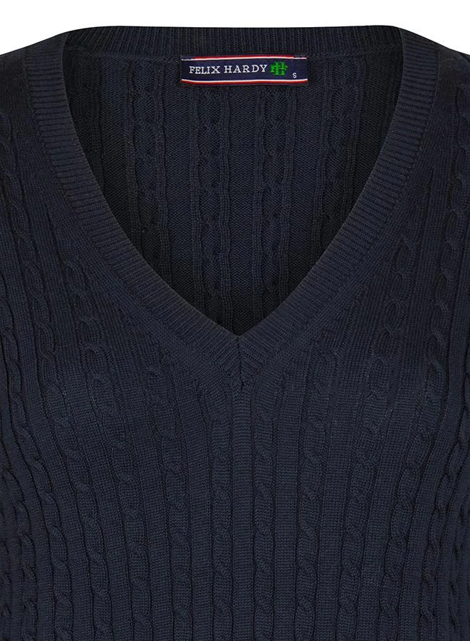 FELIX HARDY V-Neck Cable Knit Pullover