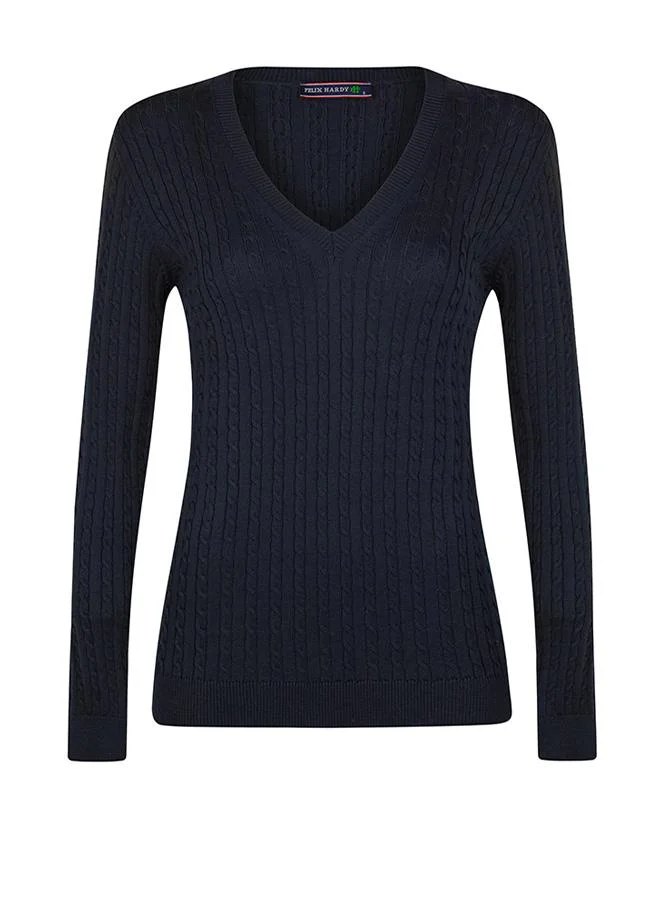 V-Neck Cable Knit Pullover