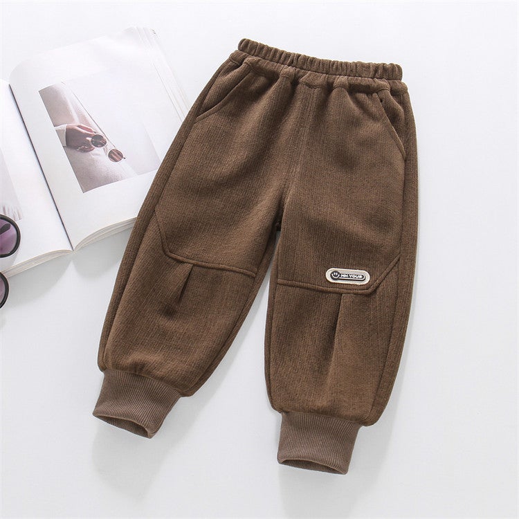 Children'S Casual Pants Boys' Spring New Pants 2025 Autumn Western Style Girl'S Stitching Label All-Match Trendy Trousers - Image 1