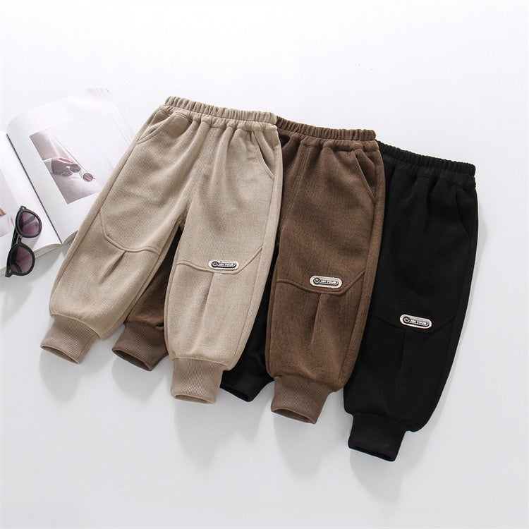 Children'S Casual Pants Boys' Spring New Pants 2025 Autumn Western Style Girl'S Stitching Label All-Match Trendy Trousers - Image 2
