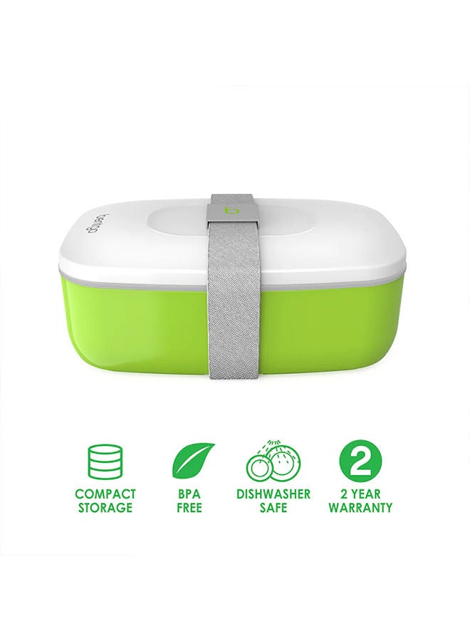 Bentgo Classic - Adult Bento Box, All- In -One Stackable Lunch Box Container With 3 Compartments, Plastic Utensils, And Nylon Sealing Strap, Bpa Free Food Container - Green - Image 3
