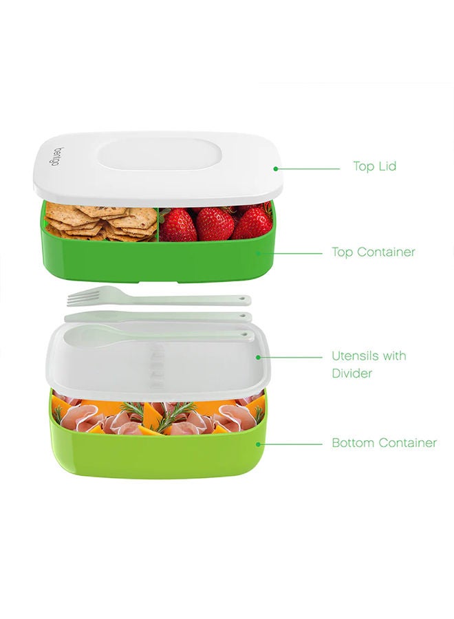 Bentgo Classic - Adult Bento Box, All- In -One Stackable Lunch Box Container With 3 Compartments, Plastic Utensils, And Nylon Sealing Strap, Bpa Free Food Container - Green - Image 5