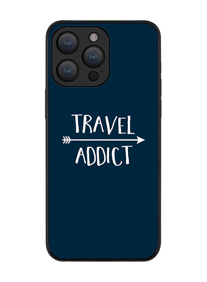 Stylizedd Cover for iPhone 15 Pro Case Rugged Black Slim fit Soft Flexible Anti Drop TPU Gel Thin Protective Phone Cases - Travel Addict - Image 1