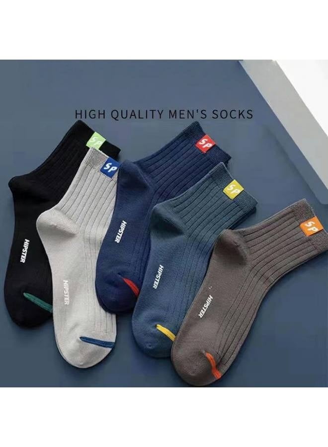 5 أزواج - جوارب شتوية سميكة دافئة للرجال من الصوف مع طبقة إضافية من الصوف، جوارب طويلة دافئة متوسطة الطول