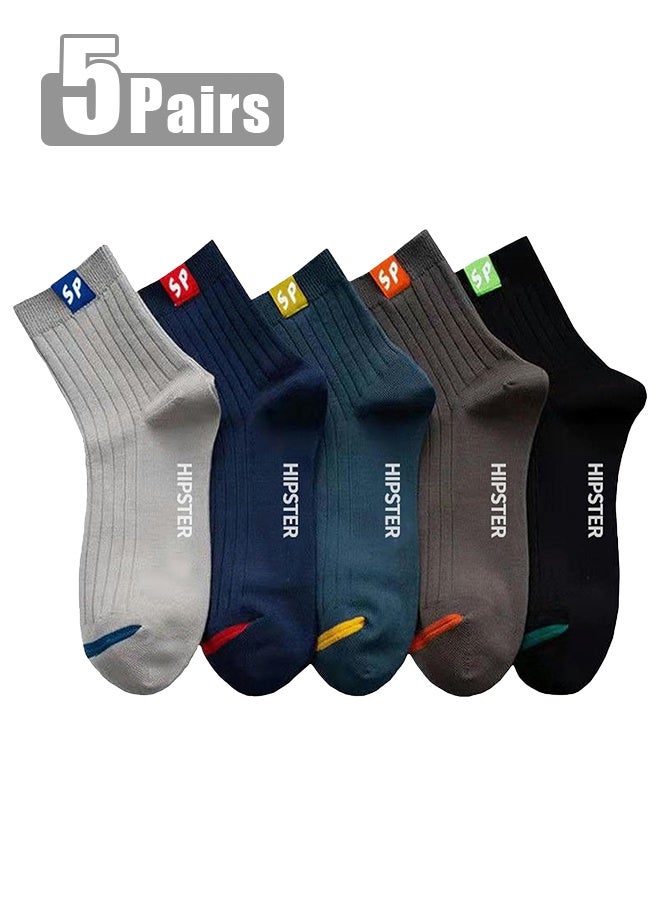 5 أزواج - جوارب شتوية سميكة دافئة للرجال من الصوف مع طبقة إضافية من الصوف، جوارب طويلة دافئة متوسطة الطول - Image 1