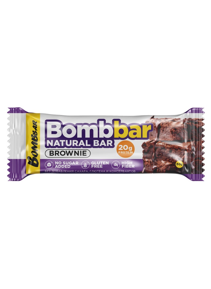 BOMBBAR Natural Protein Bar Brownie Flavor Gluten Free, High Fiber & No Sugar Added 12x60g  - Image 2