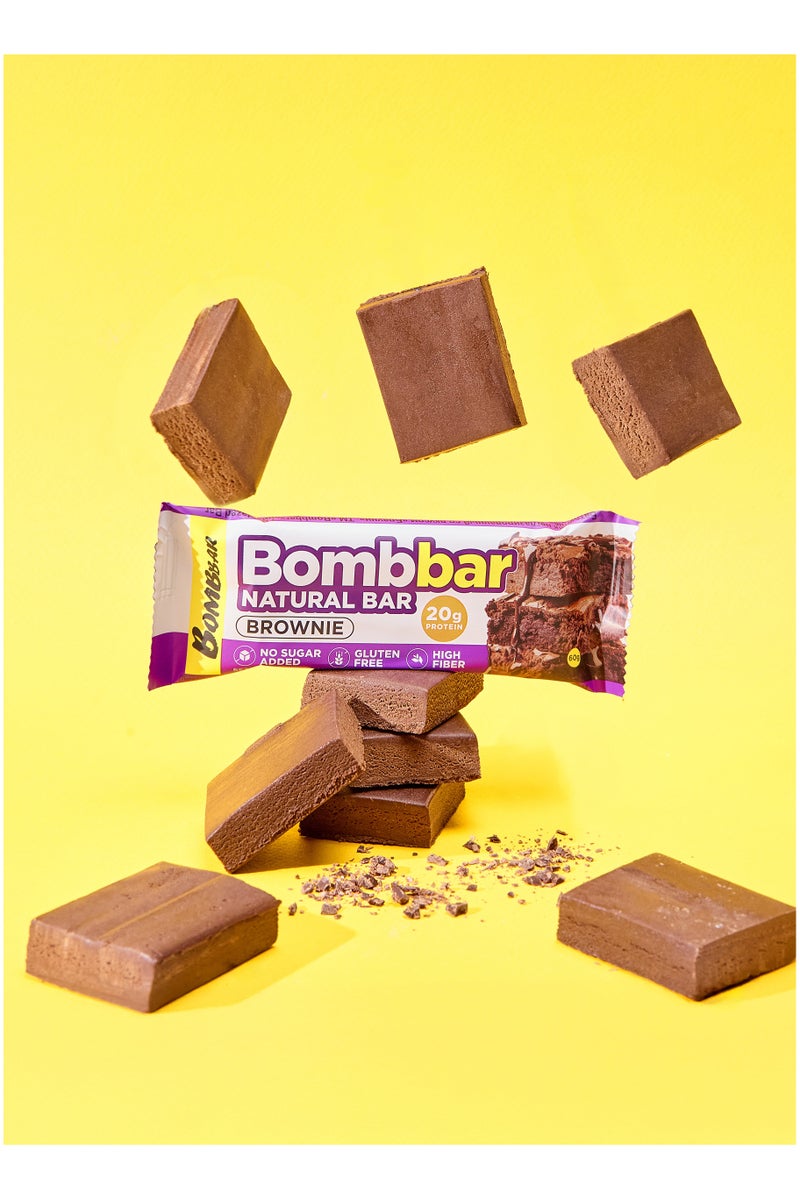BOMBBAR Natural Protein Bar Brownie Flavor Gluten Free, High Fiber & No Sugar Added 12x60g  - Image 3