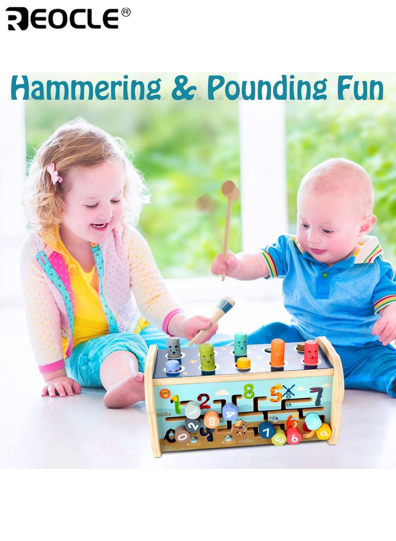 ريوكل لعبة مونتيسوري للأطفال مع مطرقة خشبية ولوحة أنشطة بتصميم إكسيليفون مع متاهة أرقام لتنمية المهارات الحركية الحسية للأطفال الصغار - Image 5