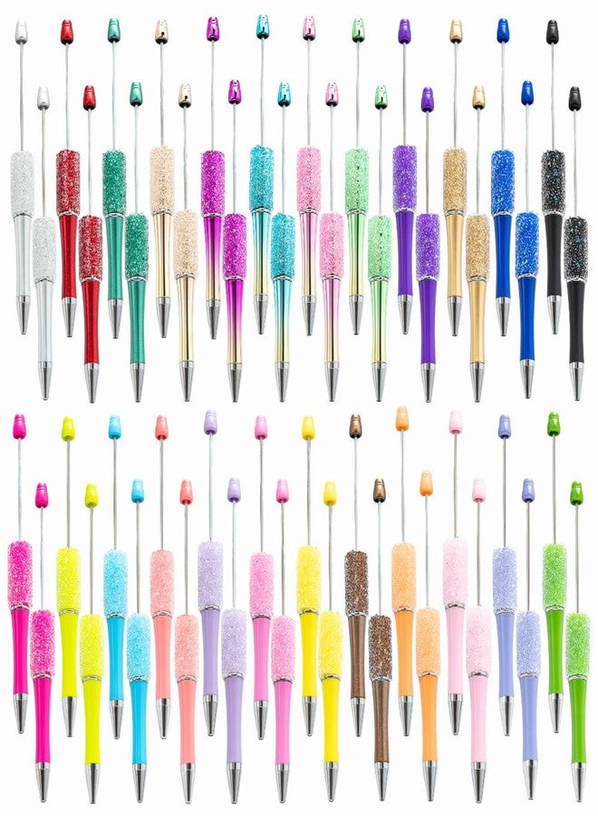 KUNHEHO Beadable Pen Bulk 48Pcs Glitter Pens for Women Sparkly Rhinestones Fancy Pens Tween Girls Trendy Stuffs Cute Pens Kawaii School Supplies for Girls Teachers Office - Image 1