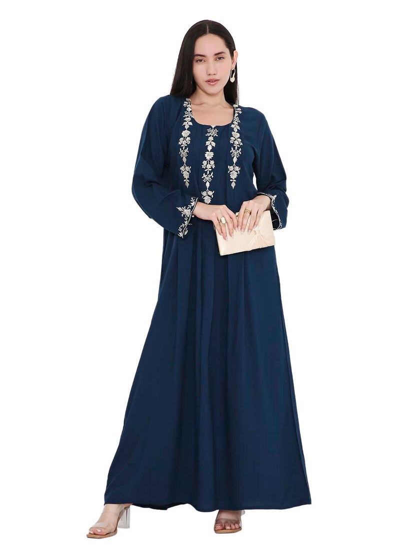 HANA & SARA VIBRANT COLOUR UNIQUE THREAD EMBROIDERY MODEST ARABIC FARASHA KAFTAN JALABIYA DRESS  - Image 1