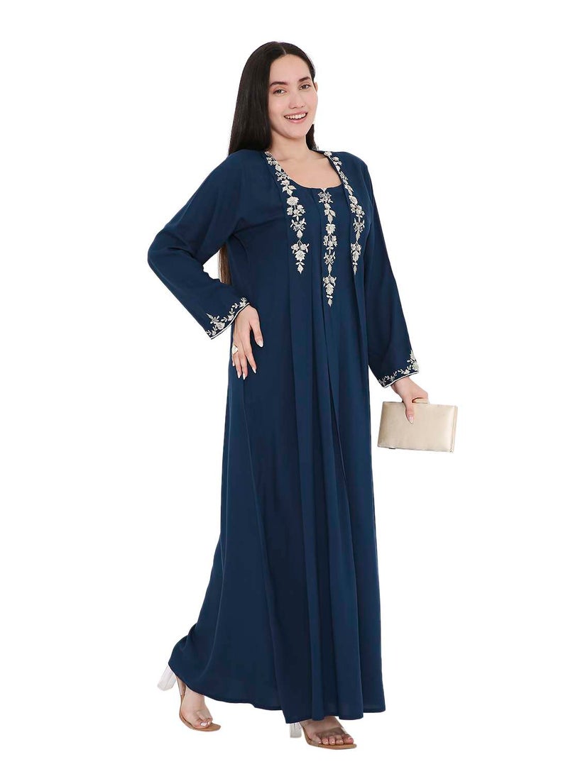 HANA & SARA VIBRANT COLOUR UNIQUE THREAD EMBROIDERY MODEST ARABIC FARASHA KAFTAN JALABIYA DRESS  - Image 5