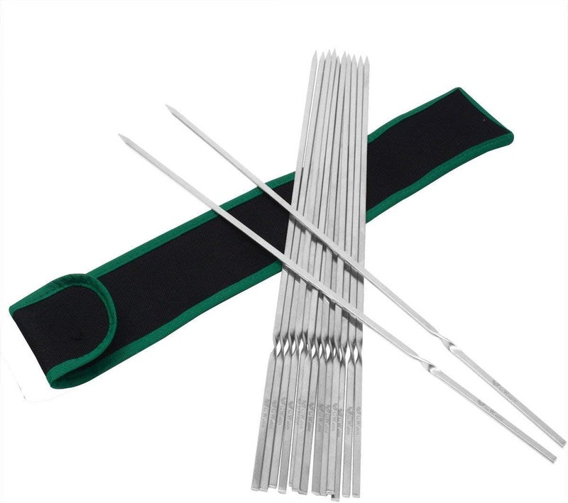 Gardeningwill 24Pcs 304 Stainless Steel Thicken 16 Inches BBQ Kabob Skewers With Storage Bag - Image 1