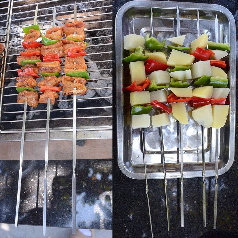 Gardeningwill 24Pcs 304 Stainless Steel Thicken 16 Inches BBQ Kabob Skewers With Storage Bag - Image 2