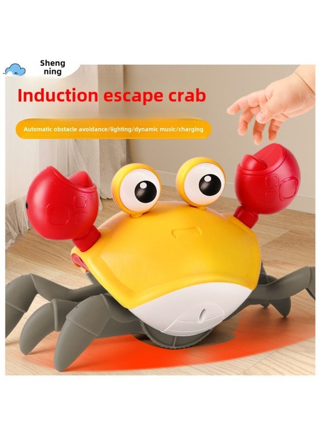 Children's Automatic Induction Crab 1 A 2 Year Old Boy And Girl Baby Baby Simulation Crawling Electric Toys-Color:Orange Induction Escape Crab-battery ]  - Image 2