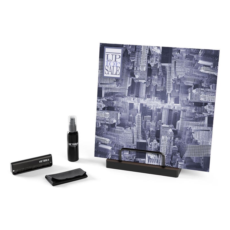 Victrola The Kit â€“ Vinyl Cleaning Kit â€“ Doubles as a Record Stand, Includes Anti-Static Brush, Cleaning Solution, & Cloth, No-Tool Easy Assembly, Black Metal Accents (Espresso) - Image 2