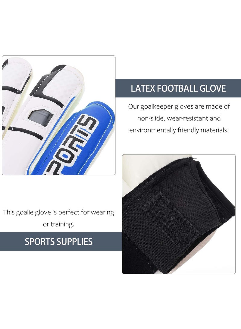 Excefore Children Football Gloves, 7# Kids Youth Football Soccer Goalkeeper Goalie Training Gloves Gear with Strong Grips Palms, Soccer Goalie Goalkeeper Gloves for Kids Boys Children (Blue) - Image 4