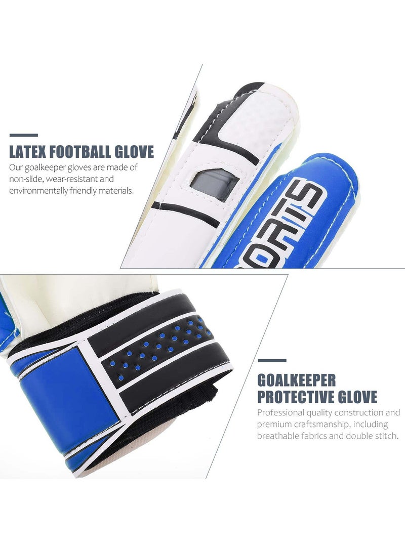 Excefore Children Football Gloves, 7# Kids Youth Football Soccer Goalkeeper Goalie Training Gloves Gear with Strong Grips Palms, Soccer Goalie Goalkeeper Gloves for Kids Boys Children (Blue) - Image 3