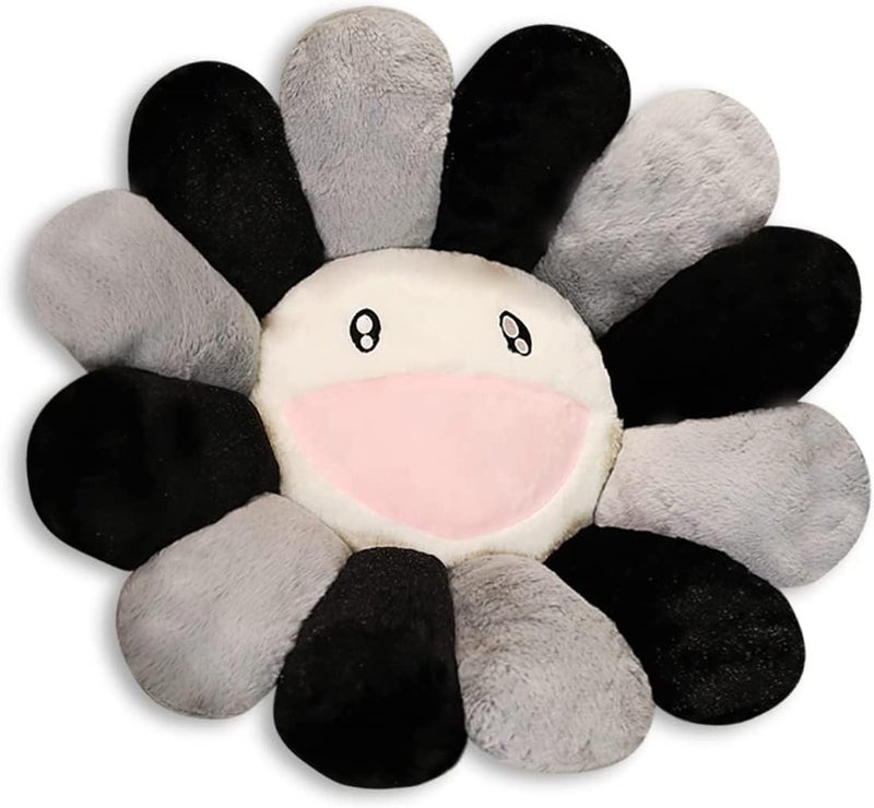 SNEPOO Smile Face Plush Rainbow Pillow, Sunflower Indie Decor Plush Pillow Soft & Comfortable Flower Floor Pillow for Home Reading Bed Room Decoration (40CM, Grey) - Image 1