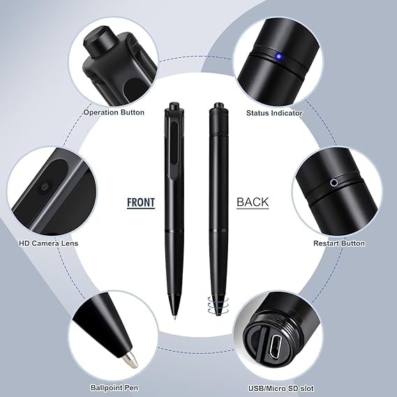 smars FHD Pocket Pen Body Camera | Mini Security Indoor Outdoor Camera with Audio Video Recording | MSR88 - Image 3