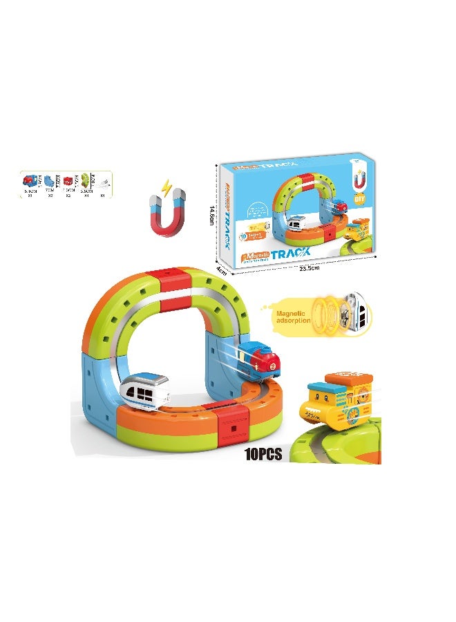 Magni Mates 10-Piece DIY Magnetic Levitation Track Set – Anti-Gravity Maglev Train Toy with Rechargeable Battery & USB Charger – 3D Loop Coaster Building Kit for Kids Ages 3+ - Image 1