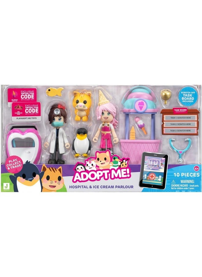 ADOPT ME! - Hospital And Ice Cream Parlour - Friends Pack Bundle - Amazon Exclusive - Top Online Game - Exclusive Virtual Item Code Included - Fun Collectible Toys, Ages 6+ - Image 1